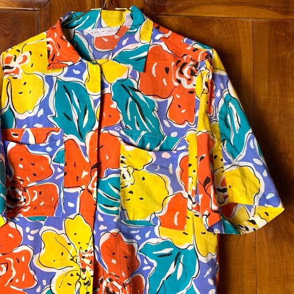 Vintage 90s Laura and Jayne Aloha Floral Short Sleeved Button Up Shirt - M - Picture 5 of 8